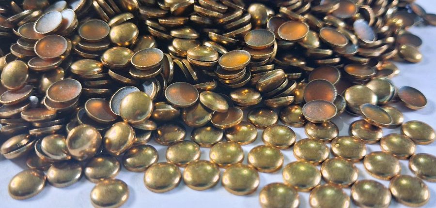 Hotfix copper convex studs - round - Gold 6 mm