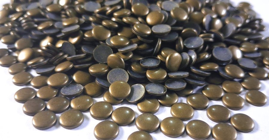 Hotfix copper convex studs - round - Antique Gold 6 mm