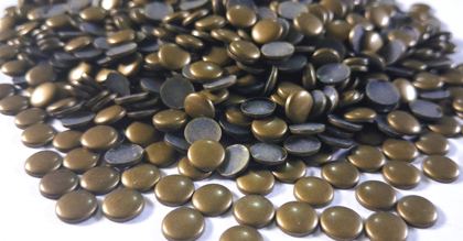 Hotfix copper convex studs - round - Antique Gold 6 mm