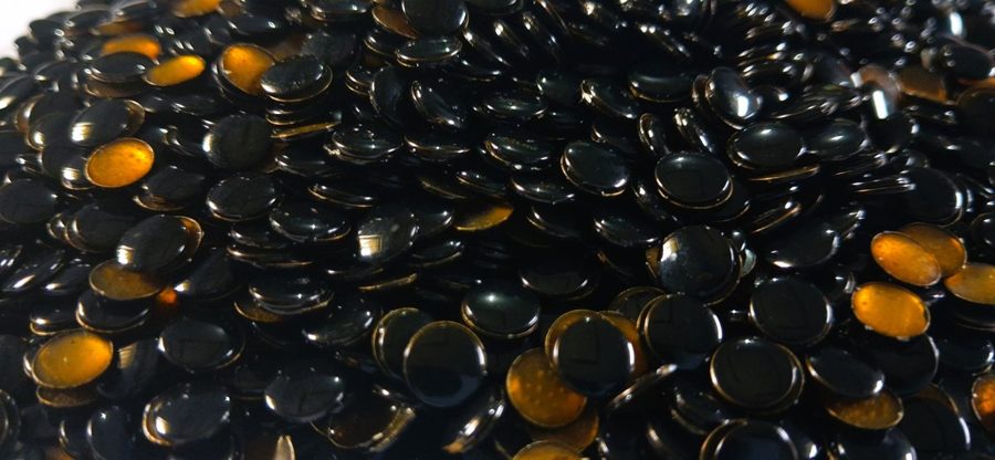 Hotfix copper convex studs - round - Black 6 mm