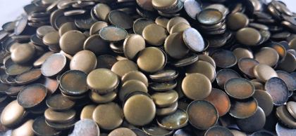 Hotfix copper convex studs - round - Antique Gold 7 mm