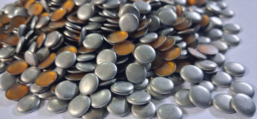 Hotfix copper convex studs - round - Matte Silver 8 mm