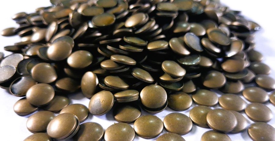 Hotfix copper convex studs - round - Antique Gold 8 mm