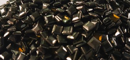 Hotfix copper convex studs - flat top square - Hematite 5 mm