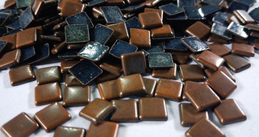 Hotfix copper convex studs - pyramid square - Copper 7 mm