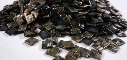 Hotfix copper convex studs - flat top square - Antique Gold 7 mm