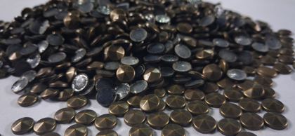 Hotfix copper convex studs - pyramid top hexagon - Antique Gold 7 mm