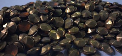 Hotfix copper convex studs - pyramid top hexagon - Gold 8 mm