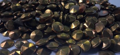 Hotfix copper convex studs - pyramid top hexagon - Gold 10 mm