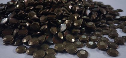 Hotfix copper convex studs - hexagon - Antique Gold 8 mm
