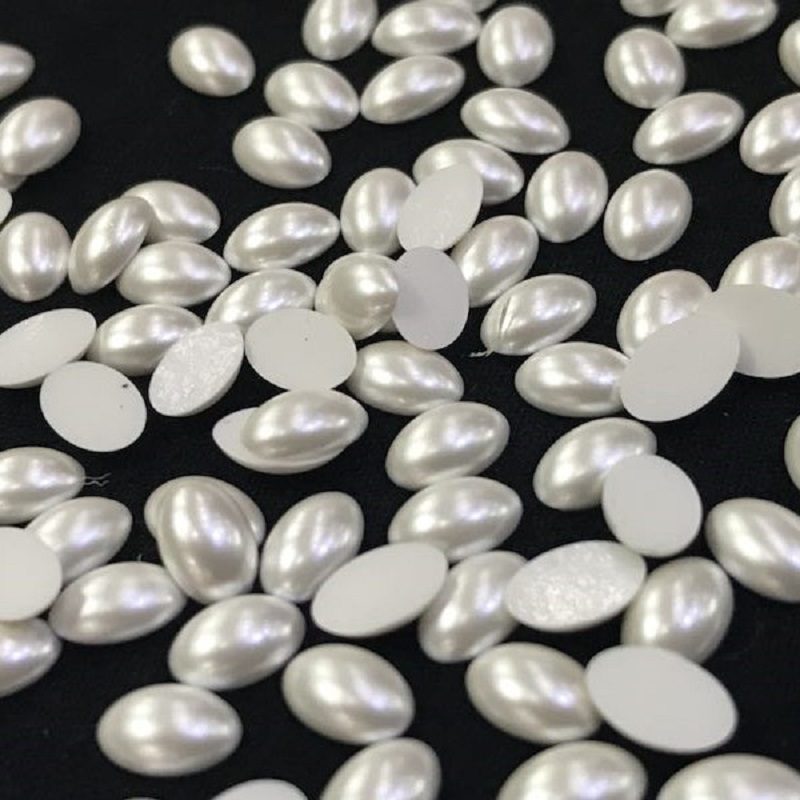 Hotfix half pearl oval