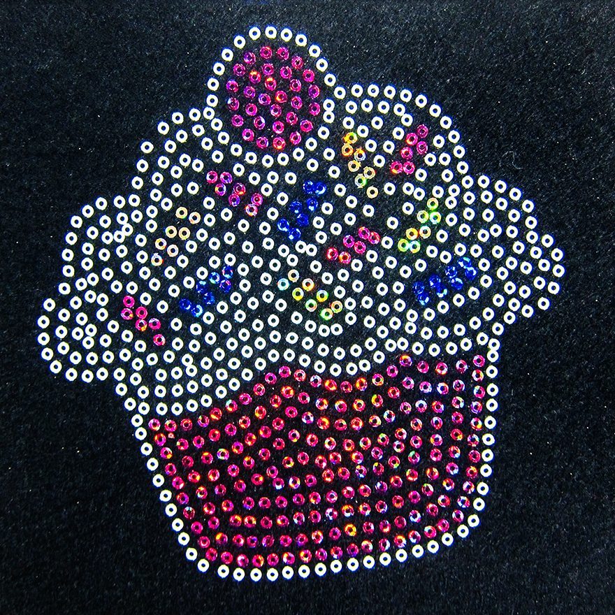 Rhinestone heat-transfer motif - cupcake