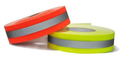 Reflective fabric tape with silver strip